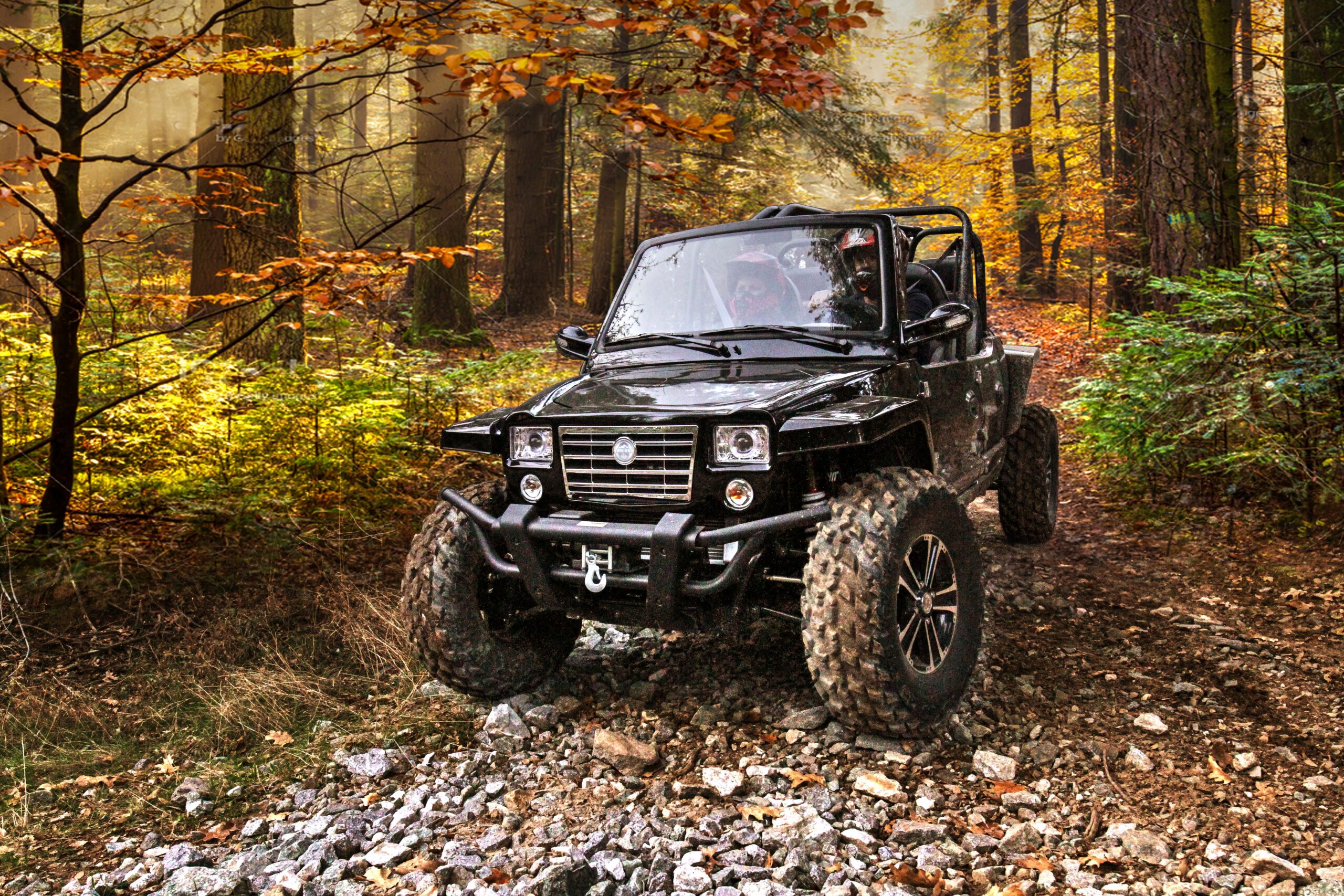 Oreion Reeper4 four-seat UTV in a forest