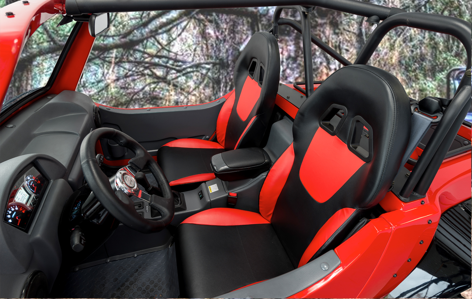 Oreion Reeper cockpit with high-back sport seats and driver controls