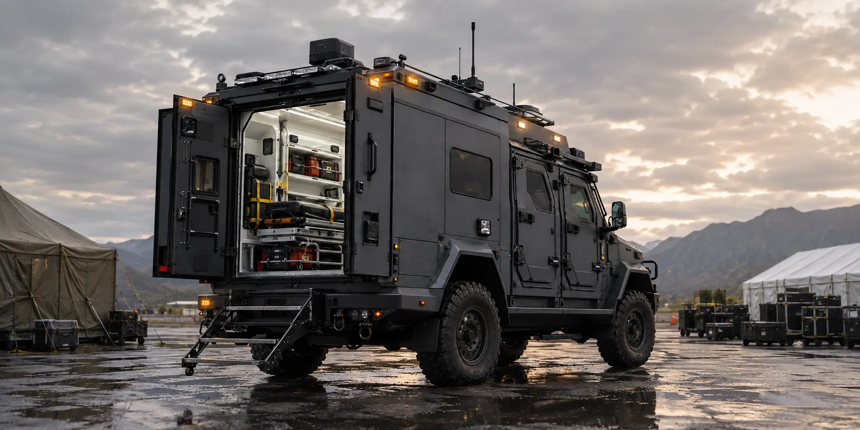Armored rescue and medical evacuation specialty vehicle