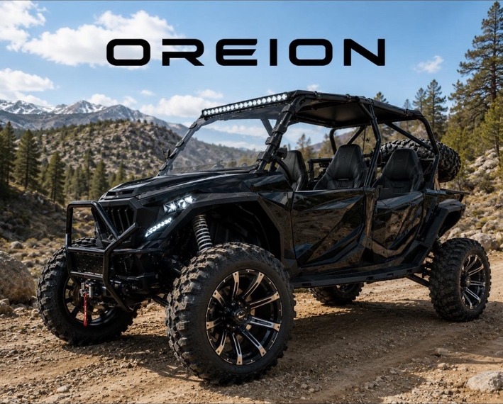 Black Oreion Rover four-passenger 800cc 4x4 UTV on a mountain trail